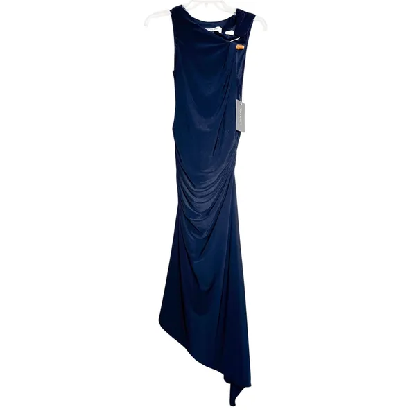 Taylor Black Asymmetrical Draped Maxi Dress XS NWT - Image 2