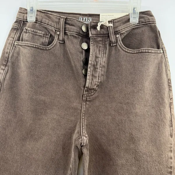 a.n.a Highest Rise Vintage Straight Jeans Women’s 4 Brown Denim NWT 27” - Image 3