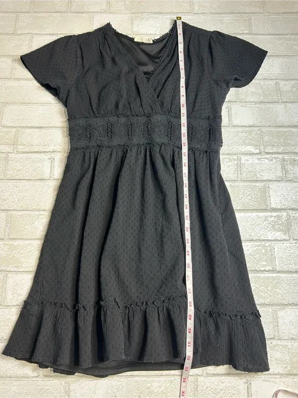 Altar'd State Black Lace-Trim Midi Dress Size Medium - Image 8