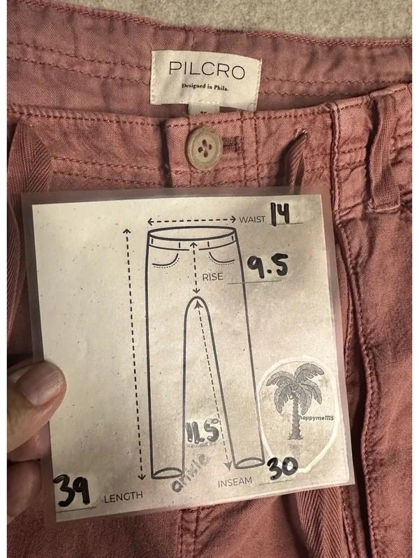 Anthro Pilcro Pink Beach Cargo Linen Blend Wide Leg Women’s 26 - Image 6