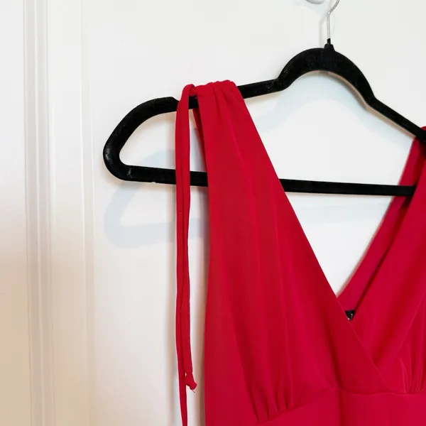 Vintage Wet Seal Y2K Babydoll Midi Dress‎ Medium Red Asymmetric Hem Fairy Vamp - Image 4