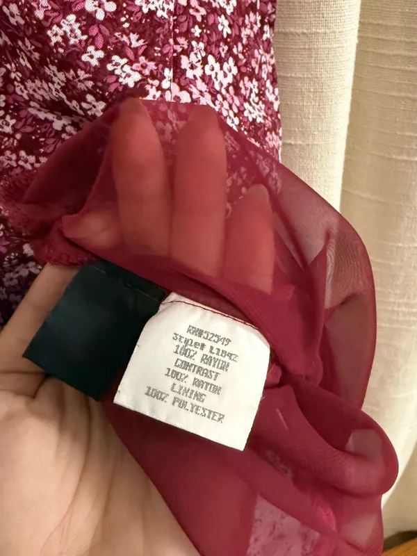 Laundry By Shelli Segal Y2K Burgundy and Pink Floral Asymmetrical Slip Dress - Image 5