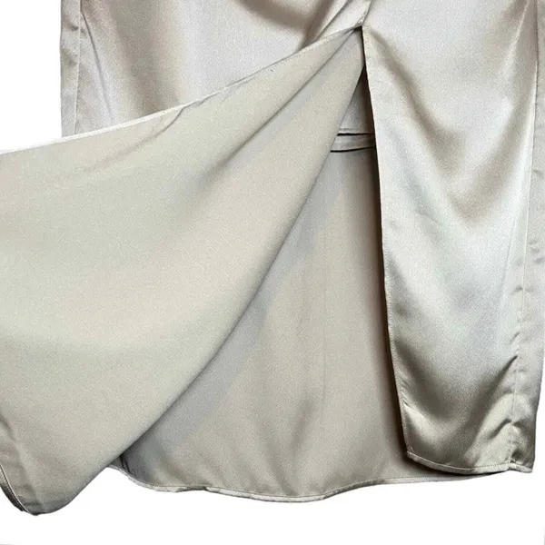 Abercrombie 74- NWT Knotted Elevated Satin Midi Skirt sz XL GOLDEN TONE - Image 7