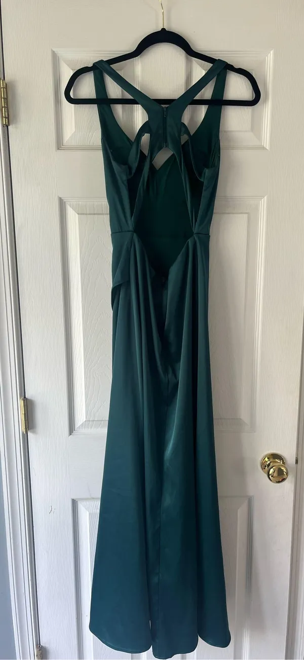 Sequin Hearts Green silk prom dress - Image 2