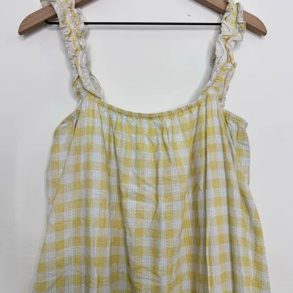 Charlie Holiday Yellow & White Gingham Plaid Lottie Dress Long Maxi Size 6 - Image 4