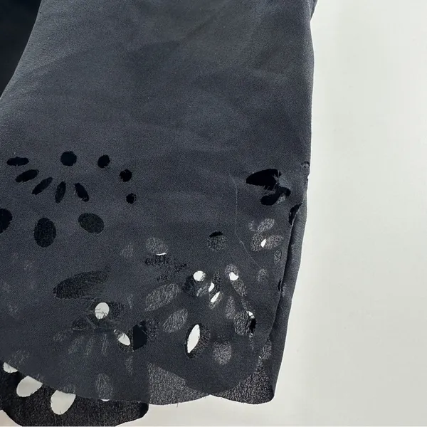 Brandy Melville Black Floral Laser Cut‎ Eyelet High Rise Drawstring Shorts OS - Image 6