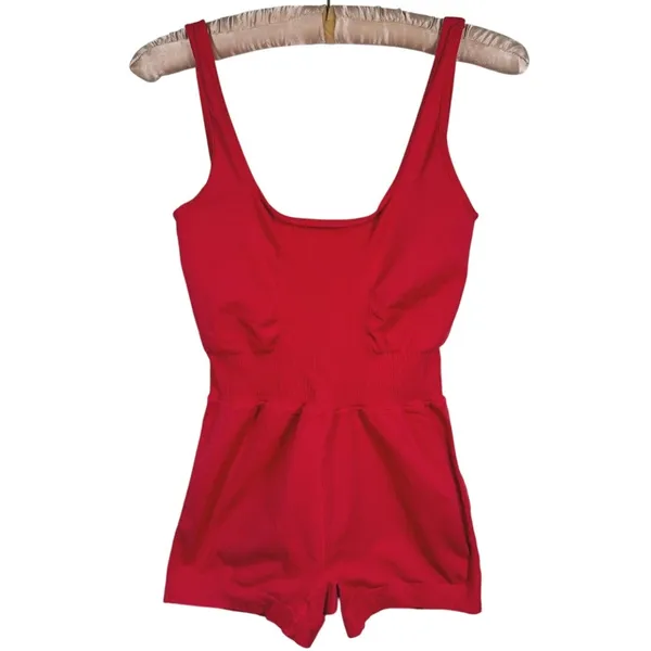 FP Movement Good Karma Runsie Romper XS/S Red Pink Gym Running Workout Sporty - Image 2