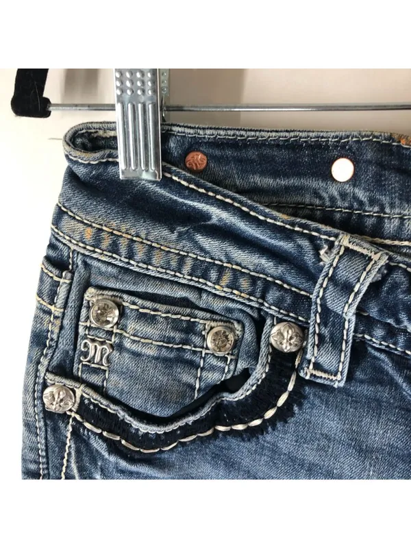 Miss Me Womens Signature Bootcut Jeans Size 29 Medium Wash Distressed Denim - Image 3