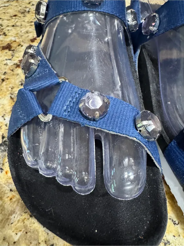 Simply Vera Vera Wang WADE Women's‎ Jewel Embellished Footbed Sandals, Navy - Image 3