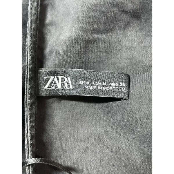 Zara Women's Black V-neck Short Sleeve Button Dow Mini A-Line Shirt Dress Size M - Image 3