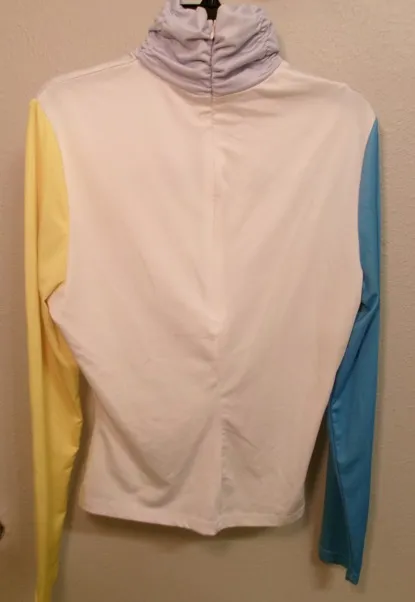 Friends Logo Colorblock Turtleneck Top - White, Blue & Yellow - Image 2
