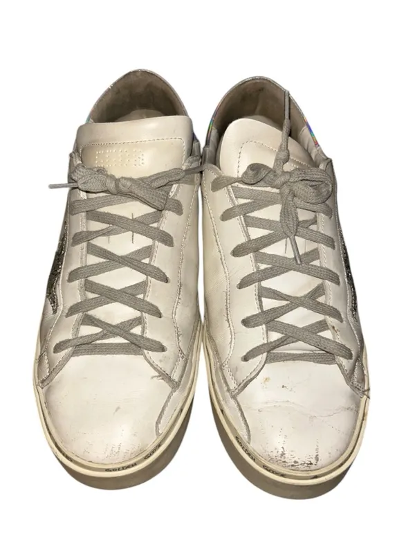 Golden Goose Hi Star White Leather Glitter Star Mirror Heel Shoes Sneakers Sz 39 - Image 3