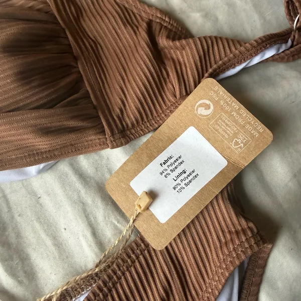 NWT Rihoas Brown Ribbed Bikini Set Size M - Image 6