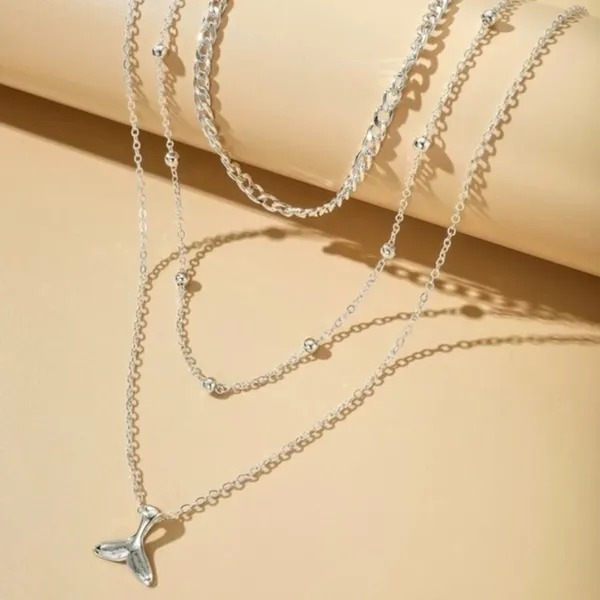 3/$30 🤍 Multi Layered Charm Necklace Silver - Image 5