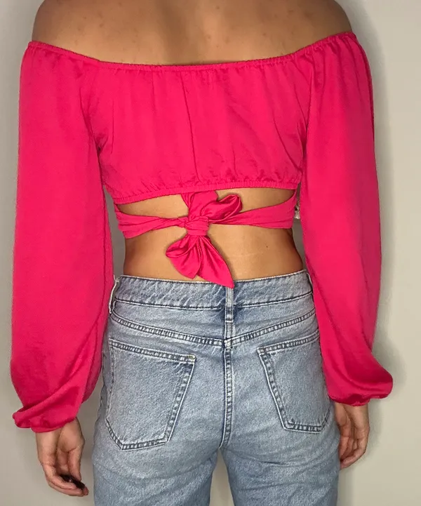 Altar'd State Pink Tie Back Shirt - Image 3