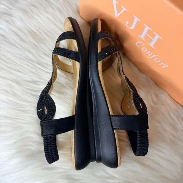 VJH Confort Rhinestone Sandals Size 7.5 Black - Image 11