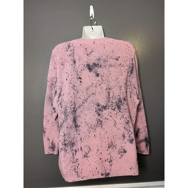 Aerie Sweater Womens Medium Pink Tie Dye Henley Crew Neck Knit Pullover Cozy - Image 6