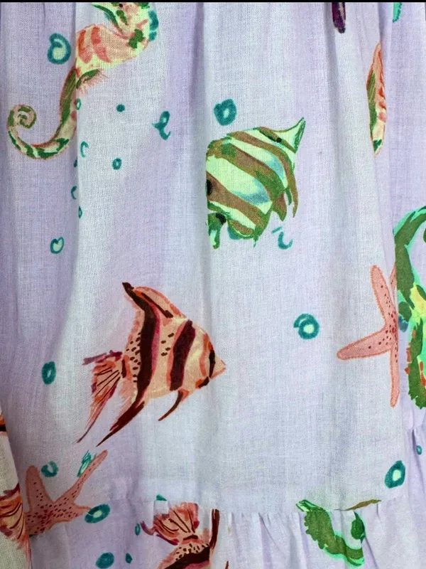 Hill House Cotton Lucia Dress in Sea Creatures Lilac Purple Size S - Image 10