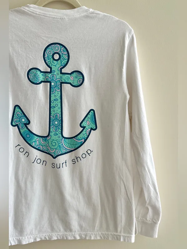 Ron Jon Surf Shop Anchor Myrtle Beach Long Sleeve T-Shirt, White/Blue, Small - Image 13
