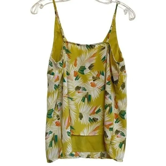 Banana Republic Tropical Feather Print Yellow Tank‎ Top Sleeveless Women S - Image 4