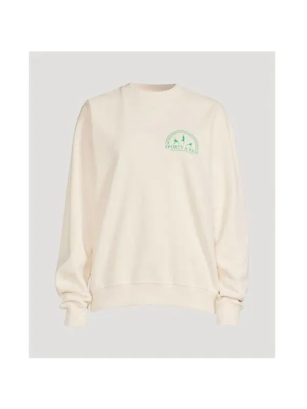 NEW Sporty & Rich Fitness Group Crewneck Sweatshirt M Off White Fleece Oversized - Image 4