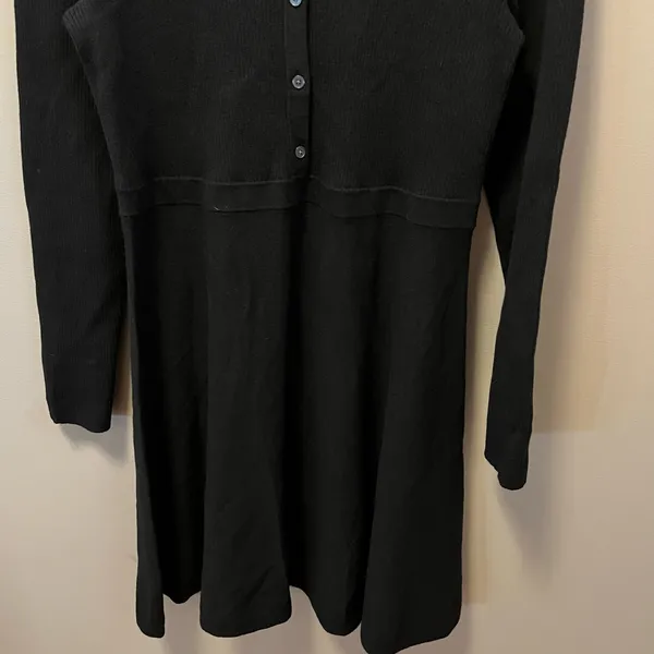 Boden Womens Ribbed Knit‎ Mini Dress Sz 14 R Black Wool Cotton Fit & Flare New - Image 3