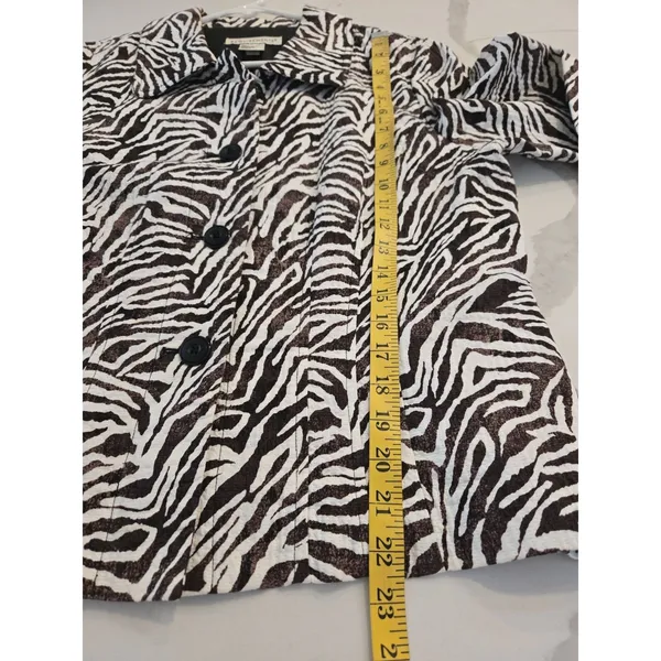 Requirements Vintage Zebra Print Jacket Womens L Brown Cream Animal Y2K - Image 9