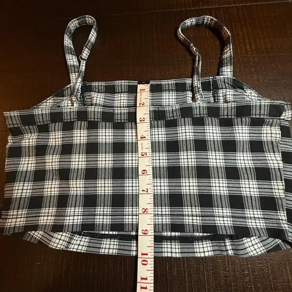 Hollister Y2K Look Plaid Crop Top Grunge‎ Punk Womens Large Junior Black White - Image 4