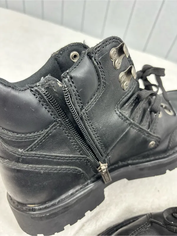 Harley-Davidson Black Leather Lace-Up Motorcycle Boots with Metal Accents Size 9 - Image 12