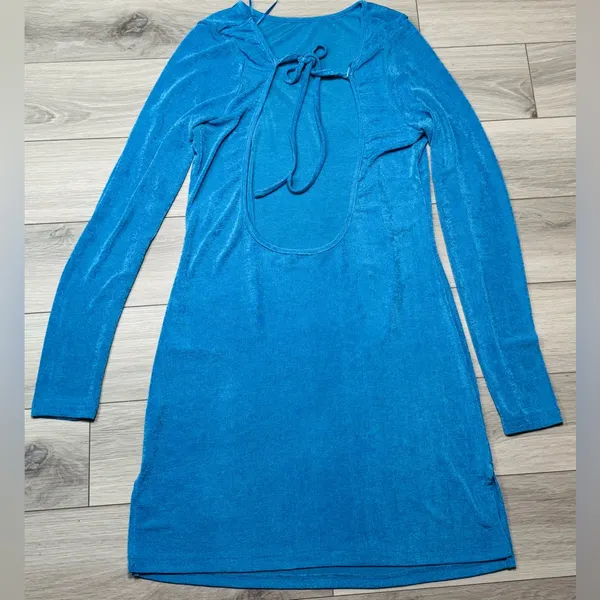 Lioness Electric Blue Long-Sleeve Backless Mini Dress - Image 10