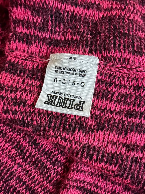 Victoria's Secret PINK black and hot pink marled knit infinity scarf - Image 4