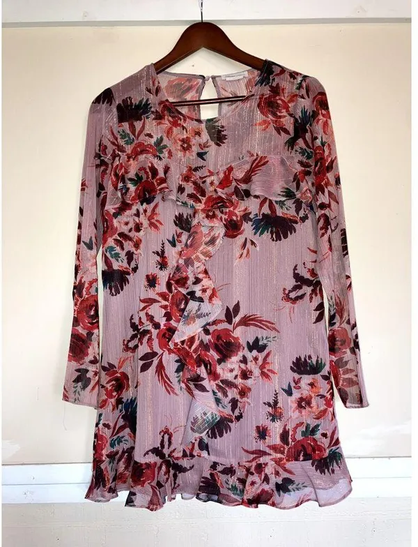 LOVERS + FRIENDS Bella Floral Ruffle Mini Dress Size XS FEMININE BABYDOLL BOHO - Image 2