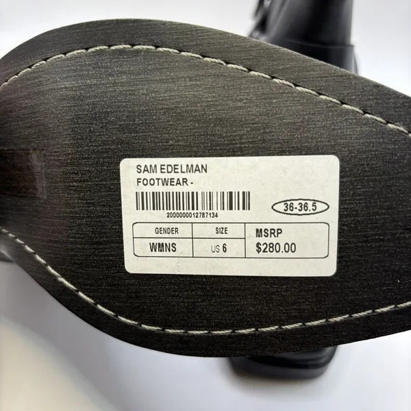 Sam Edelman Bellamie‎ Leather Ankle Bootie Womens 6 Pull On Square Toe Black - Image 8