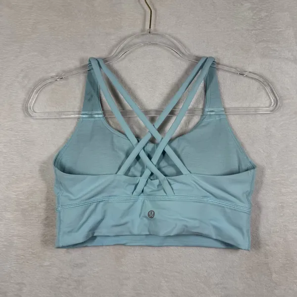 Lululemon Free to Be Serene Bra Blue‎ Linen Size 8 W2AV0S Strappy Yoga Sport Bra - Image 5