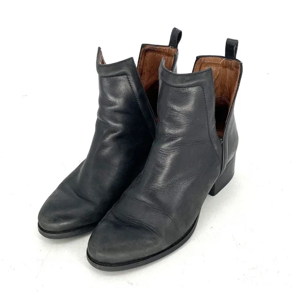 Jeffrey Campbell Oriley Booties Black Leather Pull On Ankle Boots Womens 6 - Image 2