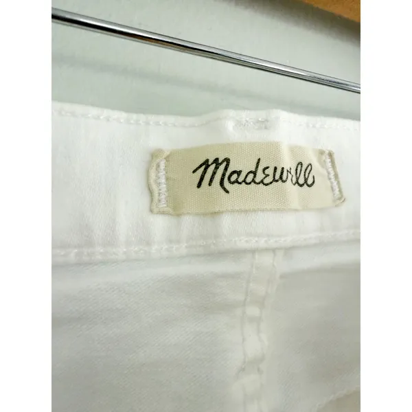 Madewell | EUC Cali Demi-Boot Jeans Pure White Raw Hem Cropped Flare | Sz 28 - Image 7