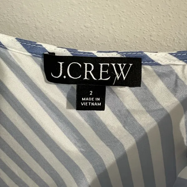 J. Crew Gwyneth Slip Midi Dress Women's 2 Cupro Blend Blue White Striped V-Neck - Image 9
