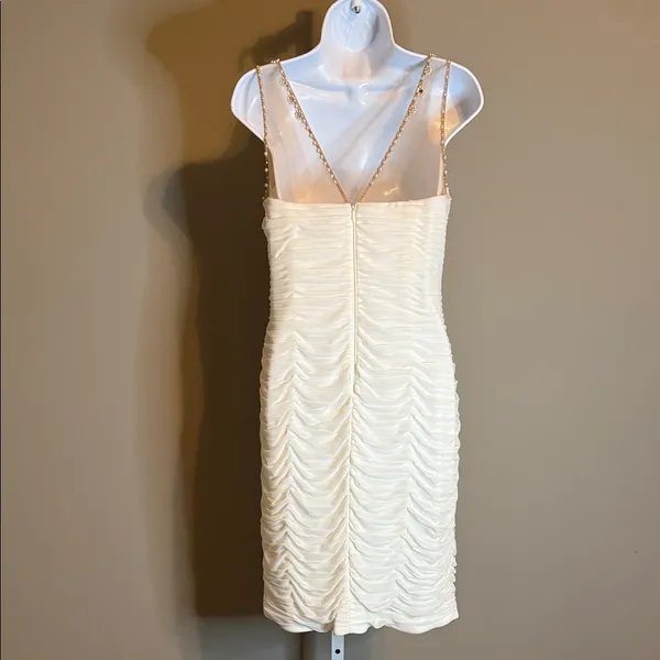 Adrianna Papell‎ White Embellished Mini Sheath Dress Bridal Holiday 8 Party - Image 9