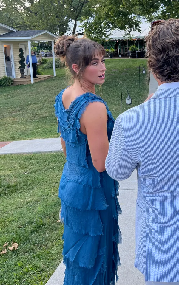 Blue Ruffled Dress Size M - Image 2