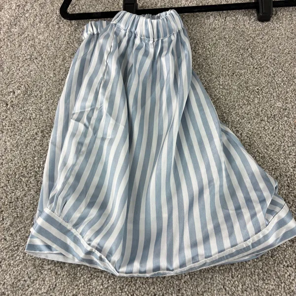 Boohoo Womens Pajama Set Size 2 Blue White Striped Shirt Shorts Sleepwear Lounge - Image 12
