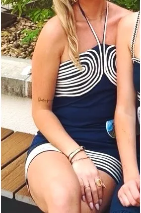 Contrast Stripe Trim Halter Mini Dress - Image 2