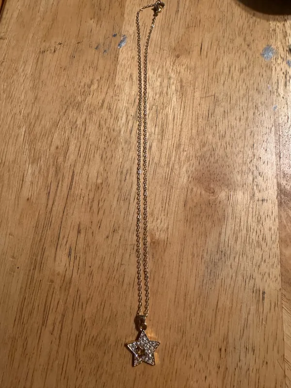 Gold Tone Star Rhinestone Necklace - Image 2