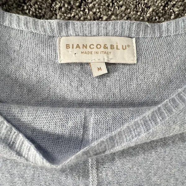 Bianco &‎ Blu Sweater Womens M Blue Cashmere Silk Wool Blend Boat Neck Italy - Image 4