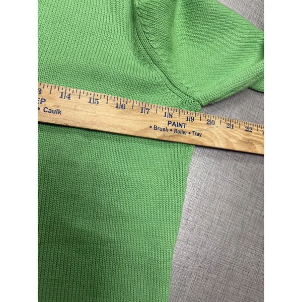 Talbots Green Wool Cashmere Cable Knit Detail V-Neck‎ Sweater Women's Size L - Image 8