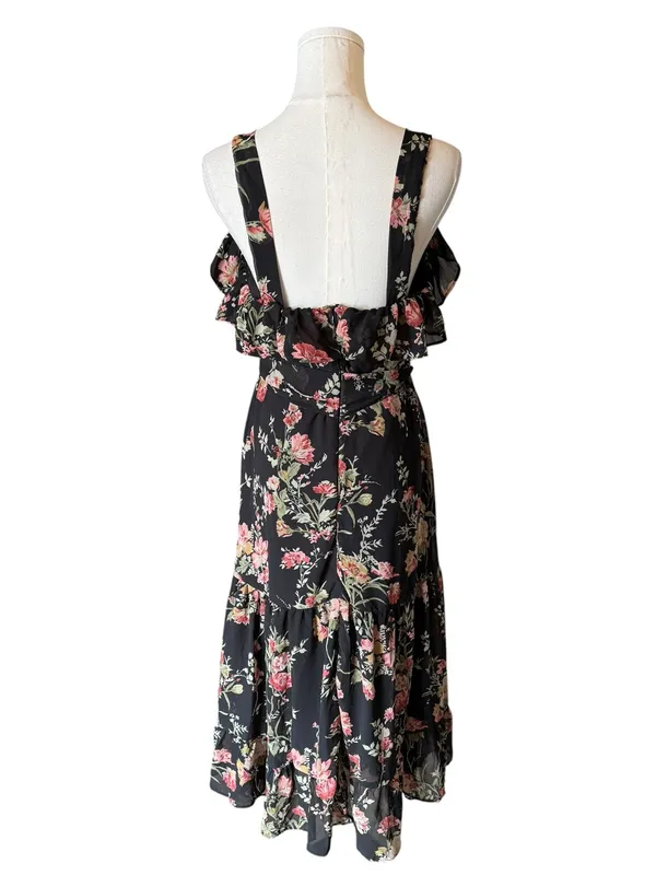 ASOS - NWT Maternity Floral Ruffle Midi Dress Black Pink Size US 8 - Image 4