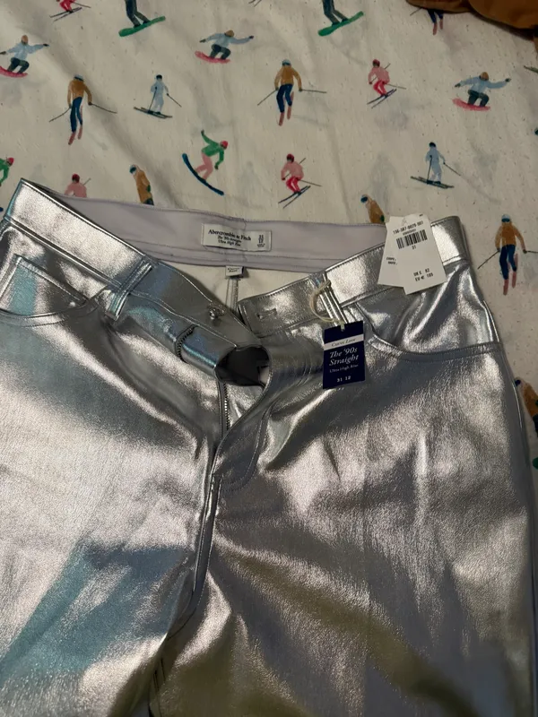 Silver Leather Pants - Image 3