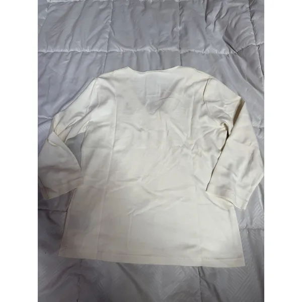 Nine West‎ V Neck Embroidery White Top S 3/4 Sleeve Cotton A1-0035 - Image 6