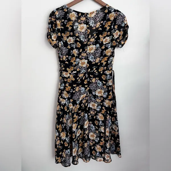 Hello Molly Black Floral Surplice Midi Dress babydoll lightweight 4 - Image 4