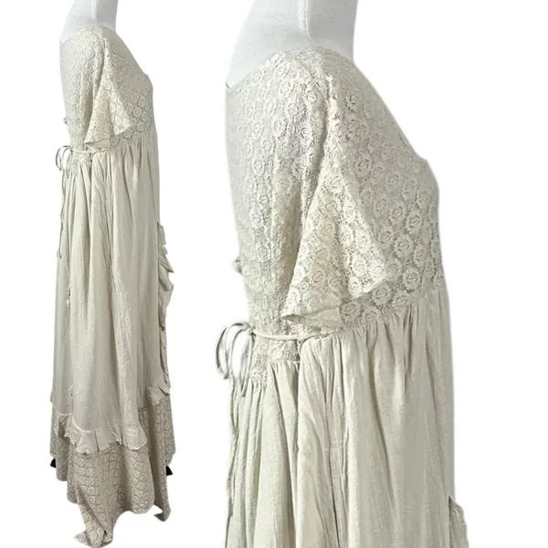 Free People Ethereal Bohemian Bring The Romance Midi Maxi Dress Neutral Medium - Image 12
