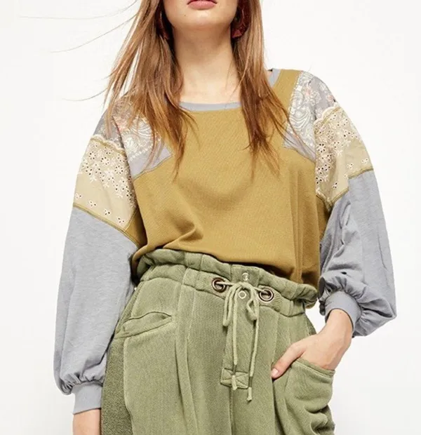Free People Feelin it Patch Army Green Top M - Image 2